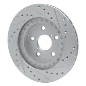 Toyota RAV4 Brake Rotor (1) - Front Left - R1 Concepts - Drilled & Slotted - Silver - `96-`03